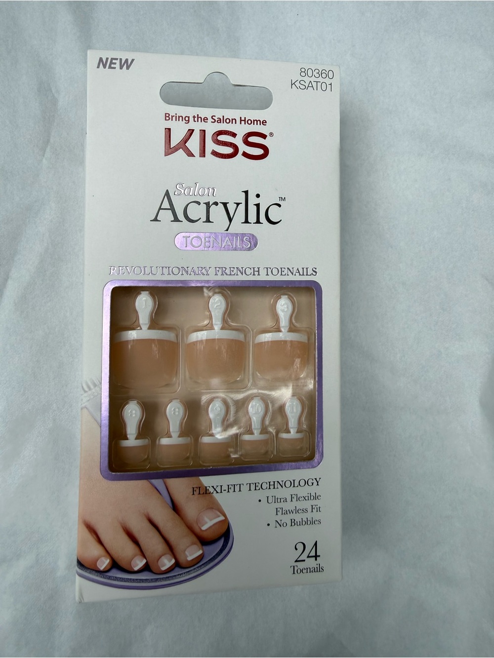 KISS Salon Acrylic Toenails - Beige with White Tips